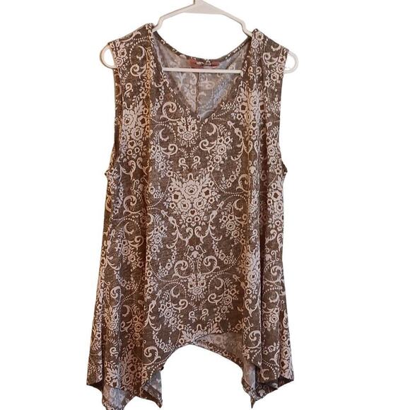 EUC SJS Brand Women's Top Sleeveless V-Neck Handkerchief Hem 2X - Picture 1 of 6